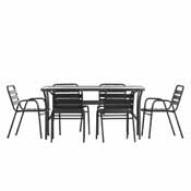 Lila 7 Piece Commercial Outdoor Patio Dining Set with 60