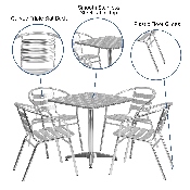 27.5'' Square Aluminum Indoor-Outdoor Table Set with 4 Slat Back Chairs, TLH-ALUM-28SQ-017BCHR4-GG