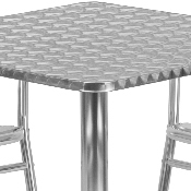27.5'' Square Aluminum Indoor-Outdoor Table Set with 4 Slat Back Chairs, TLH-ALUM-28SQ-017BCHR4-GG