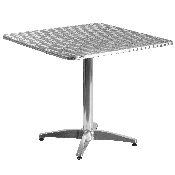 31.5'' Square Aluminum Indoor-Outdoor Table Set with 2 Black Rattan Chairs, TLH-ALUM-32SQ-020BKCHR2-GG
