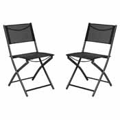 Brazos Set of 2 Commercial Grade Indoor/Outdoor Folding Chairs with Black Flex Comfort Material Backs and Seats and Black Metal Frames, TLH-SC-097-BLK-02-GG