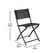 Brazos Set of 2 Commercial Grade Indoor/Outdoor Folding Chairs with Black Flex Comfort Material Backs and Seats and Black Metal Frames, TLH-SC-097-BLK-02-GG