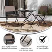 Brazos Set of 2 Commercial Grade Indoor/Outdoor Folding Chairs with Brown Flex Comfort Material Backs and Seats and Black Metal Frames, TLH-SC-097-BRN-02-GG