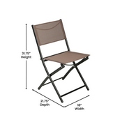 Brazos Set of 2 Commercial Grade Indoor/Outdoor Folding Chairs with Brown Flex Comfort Material Backs and Seats and Black Metal Frames, TLH-SC-097-BRN-02-GG
