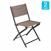 Brazos Set of 2 Commercial Grade Indoor/Outdoor Folding Chairs with Brown Flex Comfort Material Backs and Seats and Black Metal Frames, TLH-SC-097-BRN-02-GG