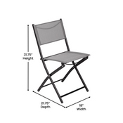 Brazos Set of 2 Commercial Grade Indoor/Outdoor Folding Chairs with Gray Flex Comfort Material Backs and Seats and Black Metal Frames, TLH-SC-097-GRY-02-GG