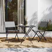 Brazos Set of 2 Commercial Grade Indoor/Outdoor Folding Chairs with Gray Flex Comfort Material Backs and Seats and Black Metal Frames, TLH-SC-097-GRY-02-GG