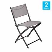 Brazos Set of 2 Commercial Grade Indoor/Outdoor Folding Chairs with Gray Flex Comfort Material Backs and Seats and Black Metal Frames, TLH-SC-097-GRY-02-GG