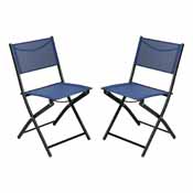 Brazos Set of 2 Commercial Grade Indoor/Outdoor Folding Chairs with Navy Flex Comfort Material Backs and Seats and Black Metal Frames, TLH-SC-097-NV-02-GG