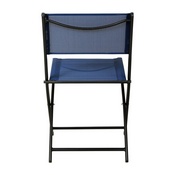 Brazos Set of 2 Commercial Grade Indoor/Outdoor Folding Chairs with Navy Flex Comfort Material Backs and Seats and Black Metal Frames, TLH-SC-097-NV-02-GG