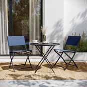 Brazos Set of 2 Commercial Grade Indoor/Outdoor Folding Chairs with Navy Flex Comfort Material Backs and Seats and Black Metal Frames, TLH-SC-097-NV-02-GG