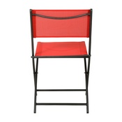 Brazos Set of 2 Commercial Grade Indoor/Outdoor Folding Chairs with Red Flex Comfort Material Backs and Seats and Black Metal Frames, TLH-SC-097-RED-02-GG