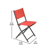 Brazos Set of 2 Commercial Grade Indoor/Outdoor Folding Chairs with Red Flex Comfort Material Backs and Seats and Black Metal Frames, TLH-SC-097-RED-02-GG