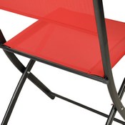Brazos Set of 2 Commercial Grade Indoor/Outdoor Folding Chairs with Red Flex Comfort Material Backs and Seats and Black Metal Frames, TLH-SC-097-RED-02-GG