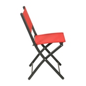 Brazos Set of 2 Commercial Grade Indoor/Outdoor Folding Chairs with Red Flex Comfort Material Backs and Seats and Black Metal Frames, TLH-SC-097-RED-02-GG