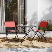 Brazos Set of 2 Commercial Grade Indoor/Outdoor Folding Chairs with Red Flex Comfort Material Backs and Seats and Black Metal Frames, TLH-SC-097-RED-02-GG