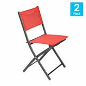 Brazos Set of 2 Commercial Grade Indoor/Outdoor Folding Chairs with Red Flex Comfort Material Backs and Seats and Black Metal Frames, TLH-SC-097-RED-02-GG