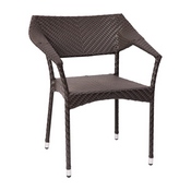 Jace Commercial Grade Stacking Patio Chair, All Weather PE Rattan Wicker Patio Dining Chair in Espresso, TT-TT002-ESP-GG