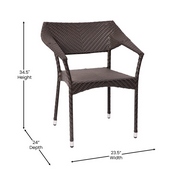 Jace Commercial Grade Stacking Patio Chair, All Weather PE Rattan Wicker Patio Dining Chair in Espresso, TT-TT002-ESP-GG