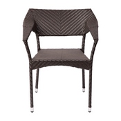 Jace Commercial Grade Stacking Patio Chair, All Weather PE Rattan Wicker Patio Dining Chair in Espresso, TT-TT002-ESP-GG