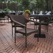 Jace Commercial Grade Stacking Patio Chair, All Weather PE Rattan Wicker Patio Dining Chair in Espresso, TT-TT002-ESP-GG