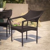 Jace Commercial Grade Stacking Patio Chair, All Weather PE Rattan Wicker Patio Dining Chair in Espresso, TT-TT002-ESP-GG