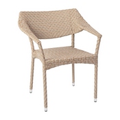 Jace Commercial Grade Stacking Patio Chair, All Weather PE Rattan Wicker Patio Dining Chair in Natural, TT-TT002-NAT-GG