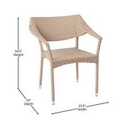 Jace Commercial Grade Stacking Patio Chair, All Weather PE Rattan Wicker Patio Dining Chair in Natural, TT-TT002-NAT-GG