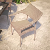 Jace Commercial Grade Stacking Patio Chair, All Weather PE Rattan Wicker Patio Dining Chair in Natural, TT-TT002-NAT-GG