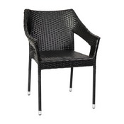Ethan Commercial Grade Stacking Patio Chair, All Weather PE Rattan Wicker Patio Dining Chair in Black, TT-TT02-BK-GG