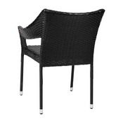 Ethan Commercial Grade Stacking Patio Chair, All Weather PE Rattan Wicker Patio Dining Chair in Black, TT-TT02-BK-GG