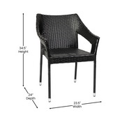 Ethan Commercial Grade Stacking Patio Chair, All Weather PE Rattan Wicker Patio Dining Chair in Black, TT-TT02-BK-GG