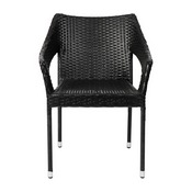Ethan Commercial Grade Stacking Patio Chair, All Weather PE Rattan Wicker Patio Dining Chair in Black, TT-TT02-BK-GG