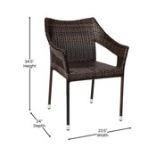 Ethan Commercial Grade Stacking Patio Chair, All Weather PE Rattan Wicker Patio Dining Chair in Espresso, TT-TT02-ESP-GG