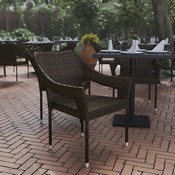 Ethan Commercial Grade Stacking Patio Chair, All Weather PE Rattan Wicker Patio Dining Chair in Espresso, TT-TT02-ESP-GG