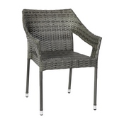 Ethan Commercial Grade Stacking Patio Chair, All Weather PE Rattan Wicker Patio Dining Chair in Gray, TT-TT02-GY-GG