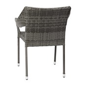 Ethan Commercial Grade Stacking Patio Chair, All Weather PE Rattan Wicker Patio Dining Chair in Gray, TT-TT02-GY-GG
