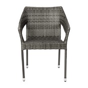 Ethan Commercial Grade Stacking Patio Chair, All Weather PE Rattan Wicker Patio Dining Chair in Gray, TT-TT02-GY-GG