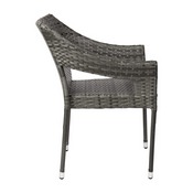Ethan Commercial Grade Stacking Patio Chair, All Weather PE Rattan Wicker Patio Dining Chair in Gray, TT-TT02-GY-GG