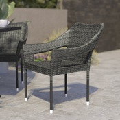 Ethan Commercial Grade Stacking Patio Chair, All Weather PE Rattan Wicker Patio Dining Chair in Gray, TT-TT02-GY-GG