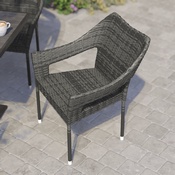 Ethan Commercial Grade Stacking Patio Chair, All Weather PE Rattan Wicker Patio Dining Chair in Gray, TT-TT02-GY-GG