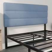 Paxton Queen Channel Stitched Fabric Upholstered Headboard, Adjustable Height from 44.5" to 57.25" - Blue, TW-3WLHB21-BL-Q-GG