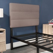 Paxton Twin Channel Stitched Fabric Upholstered Headboard, Adjustable Height from 44.5" to 57.25" - Taupe, TW-3WLHB21-TAN-T-GG