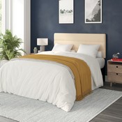 Paxton Queen Channel Stitched Fabric Upholstered Headboard, Adjustable Height from 44.5" to 57.25" - Cream, TW-3WLHB21-W-Q-GG
