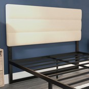 Paxton Queen Channel Stitched Fabric Upholstered Headboard, Adjustable Height from 44.5" to 57.25" - Cream, TW-3WLHB21-W-Q-GG