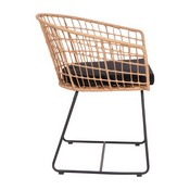 Devon Set of 2 Indoor/Outdoor Patio Boho Club Chairs, Rope with Natural PE Wicker Rattan, Black Cushions and Sled Base, TW-VN015-15-NAT-GG