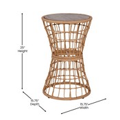 Devon 3-Piece Natural Patio Bistro Set, Indoor/Outdoor Rattan Rope Chairs, Acacia Wood Top Table & Light Gray Seat Cushions, TW-VN01516-NAT-LGY-GG