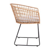 Devon 3-Piece Natural Patio Bistro Set, Indoor/Outdoor Rattan Rope Chairs, Acacia Wood Top Table & Light Gray Seat Cushions, TW-VN01516-NAT-LGY-GG