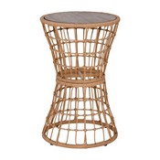 Devon 3-Piece Natural Patio Bistro Set, Indoor/Outdoor Rattan Rope Chairs, Acacia Wood Top Table & Light Gray Seat Cushions, TW-VN01516-NAT-LGY-GG