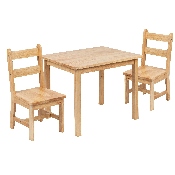 Kids Solid Hardwood Table and Chair Set for Playroom, Bedroom, Kitchen - 3 Piece Set - Natural, TW-WTCS-1001-NAT-GG